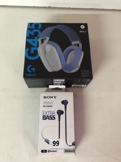 LOGITECH GAMING HEADSET AND A PAIR OF SONY EARPHONES