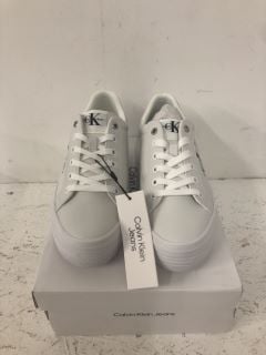 CALVIN KLEIN JEANS FLATFORM LACE UP LEATHER TRAINERS SIZE: 6