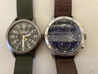 2 X MEN'S WATCHES INC TIMEX EXPEDITION INDIGLO WR50M & TOMMY HILFIGER