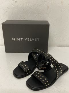 MINT VELVET LIZ BLACK LEATHER STUD SANDALS BLACK UK SIZE 4