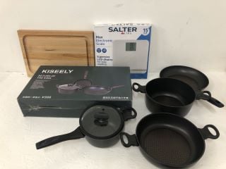 QTY OF KITCHEN ITEMS INC FRYING PAN SET