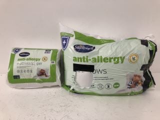 2 X SILENTNIGHT ITEMS INC ANTI ALLERGY MATTRESS TOPPER