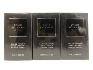 3 X DAVID BECKHAM INSTINCT EAU DE PARFUM LONG-LASTING LONGUE TENUE 75ML 2.5 FL. OZ. PERFECT CHRISTMAS GIFTS