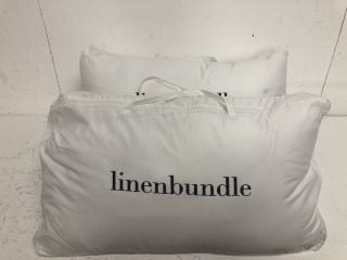 2 X PAIR OF LINENBUNDLE DOWN-ALTERNATIVE SNUGGY PILLOWS SUPER KING MEDIUM WORTH £178