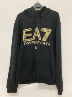 EMPORIO ARMANI EA7 BLACK HOODIE SIZE: XL