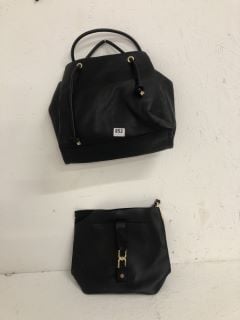 2 X BLACK LEATHER HANDBAGS