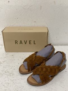 RAVEL PERRAN TAN SUEDE SANDALS SIZE: 5