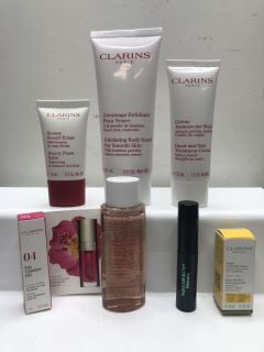 CLARINS 6-PIECE GIFT SET INC EXFOLIATING BODY SCRUB, HAND AND NAIL TREATMENT CREAM