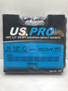 US PRO 16PC 1/2 DR 6PT EUROPEAN IMPACT SOCKETS