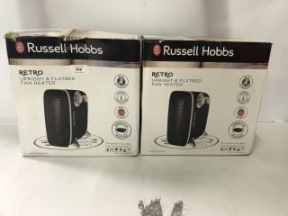 2 X RUSSELL HOBBS RETRO UPRIGHT AND FLATBED FAN HEATER