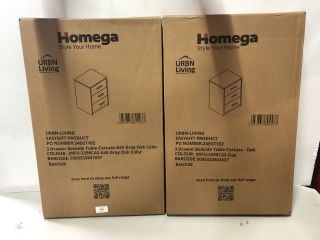 2 X HOMEGA 3 DRAWER BEDSIDE TABLES