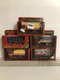 5 X MATCHBOX MODELS OF YESTERYEAR METAL CARS TO INCLUDE Y-27/1922 FODEN STEAM LORRY