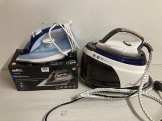 3 X STEAM IRONS TO INCLUDE BRAUN TEXSTYLE 9