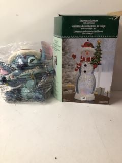 2 X ITEMS TO INCLUDE SNOWMAN LANTERN WITH LED LIGHTS