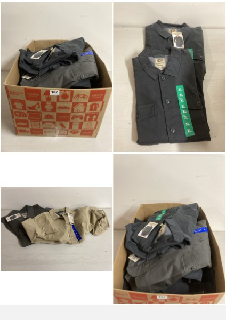 BOX OF CLOTHING IN VARIOUS SIZES & DESIGNS