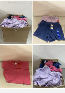 BOX OF CLOTHING IN VARIOUS SIZES & DESIGNS