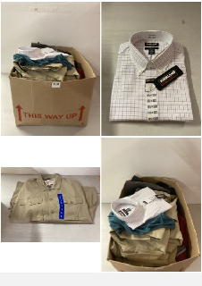 BOX OF CLOTHING IN VARIOUS SIZES & DESIGNS