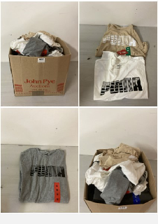 BOX OF CLOTHING IN VARIOUS SIZES & DESIGNS