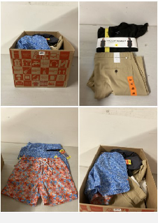 BOX OF CLOTHING IN VARIOUS SIZES & DESIGNS