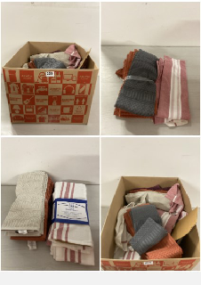 BOX OF ITEMS TO INCLUDE KITCHEN TOWELS