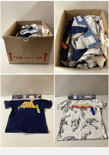 BOX OF CHILDRENS CLOTHING IN VARIOUS SIZES & STYLES