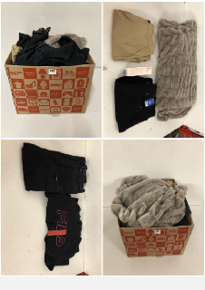 BOX OF CLOTHING IN VARIOUS SIZES & DESIGNS