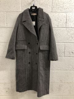 WOMENS DESIGNER LONG OVERCOAT IN GREY - SIZE M - RRP £188