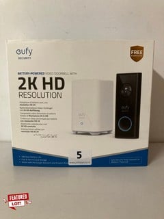 EUFY SECURITY BATTERY POWERED VIDEO DOORBELL WITH 2K HD RESOLUTION - RRP £109