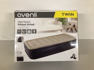 AVENLI TWIN HIGH RAISED FLOCKED AIRBED 196X97X47CM WITH BUILT IN ELECTRIC PUMP