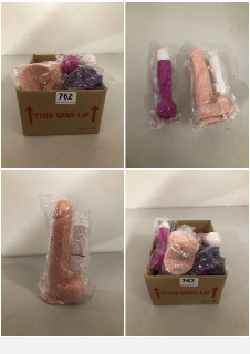 BOX OF ADULT SEX TOYS TO INCLUDE VIBRATOR (18+ ID REQUIRED)