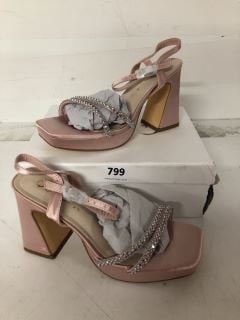 QUIZCLOTHING PINK SATIN HIGH HEELS WITH GEMSTONES UK SIZE 5