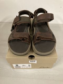 CLARKS SALTWAY TRIAL DARK BROWN LETHER SANDALS UK SIZE 9