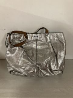 RIVER ISLAND SILVER LEATHER BAG