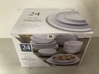 SWIRL MIKASA 24 PIECE PORCELAIN DINNERWARE SET