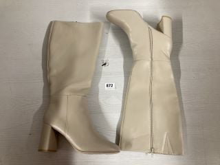 NEW LOOK BEIGE SHIN HIGH  LEATHER BOOTS UK SIZE 7