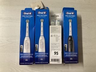 4 X TOOTHBRUSHES TO INCLUDE ORAL-B PRO BATTERY