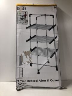 BLACK+DECKER 63099 3-TIER HEATED CLOTHES AIRER ALUMINIUM, COOL GREY, 140CM X 73CM X 68CM RRP: £108