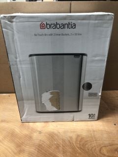 2 X BINS INC BRABANTIA BO TOUCH BIN - 2 X 30L INNER BUCKETS (MATT STEEL FINGERPRINT PROOF) LARGE WASTE/RECYCLING KITCHEN BIN - SOFT-TOUCH RRP: £151