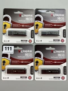 4 X KINGSTON 16GB DATATRAVELER LOCKER+ G3 USB (SEALED)