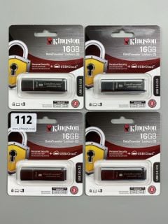 4 X KINGSTON 16GB DATATRAVELER LOCKER+ G3 USB (SEALED)