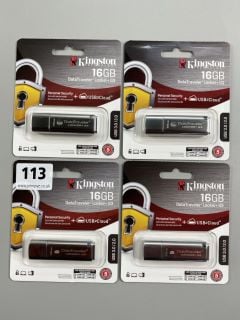 4 X KINGSTON 16GB DATATRAVELER LOCKER+ G3 USB (SEALED)