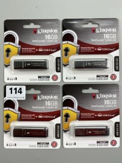 4 X KINGSTON 16GB DATATRAVELER LOCKER+ G3 USB (SEALED)