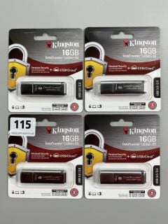 4 X KINGSTON 16GB DATATRAVELER LOCKER+ G3 USB (SEALED)