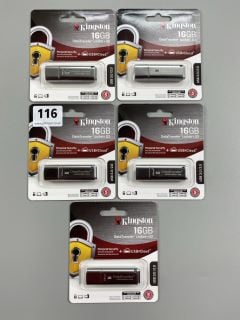 4 X KINGSTON 16GB DATATRAVELER LOCKER+ G3 USB (SEALED)