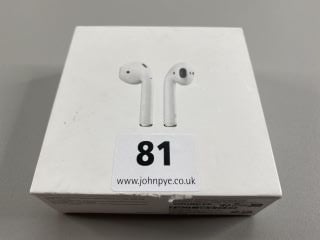 APPLE AIRPODS EARPHONES IN WHITE: MODEL NO A2031 A2032 A1602 (WITH BOX & CHARGE CABLE)  [JPTN41788]