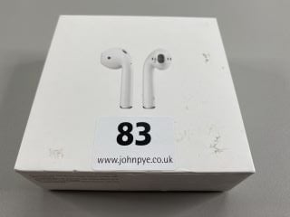 APPLE AIRPODS EARPHONES IN WHITE: MODEL NO A2031 A2032 A1602 (WITH BOX NO CHARGE CABLE)  [JPTN41782]