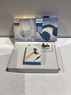 BOX OF ASSORTED ITEMS TO INCLUDE PHILIPS 4000 SERIES HEADPHONES - BLUE