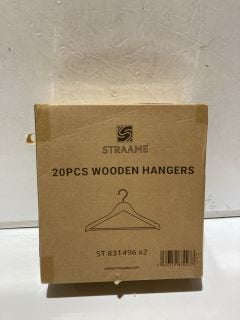 2 X 20 WOODEN HANGERS