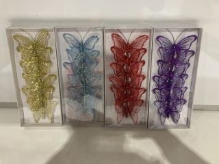 QTY OF GLITTERY BUTTERFLYS ASSORTED COLOURS