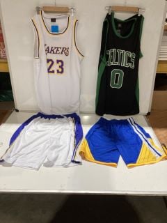 QTY OF ASSORTED CLOTHING TO INCLUDE BASKETBALL JERSEYS